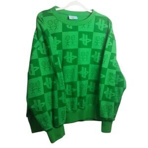 Urban Sophistication Sweatshirt Large Green All Over Print 100% Cotton